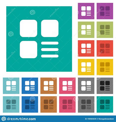 Opciones De Componentes Iconos Cuadrados Planos De Varios Colores
