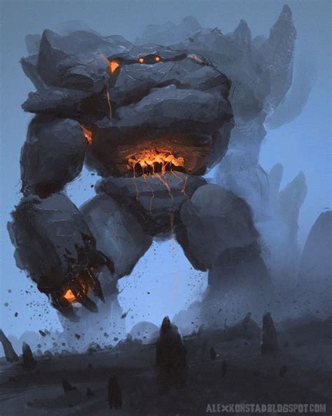 Rock Golem Sketch By Alexkonstad On Deviantart Erant Monster Art