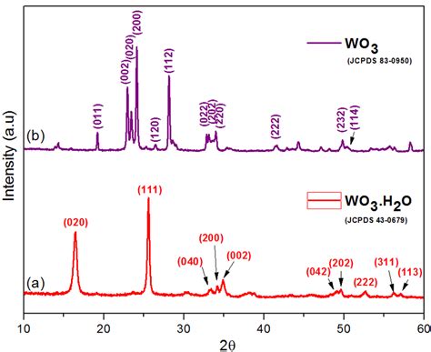 Xrd Patterns Of Wo H O After Oxidation Of Wc And Wo Annealed At