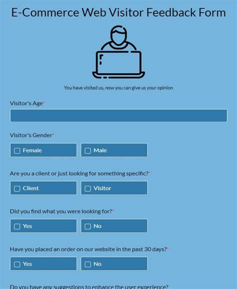 Free E Commerce Web Visitor Feedback Form Template 123formbuilder