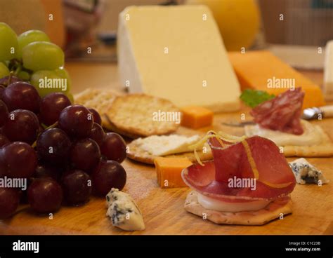 Selection of cheese and crackers Stock Photo - Alamy