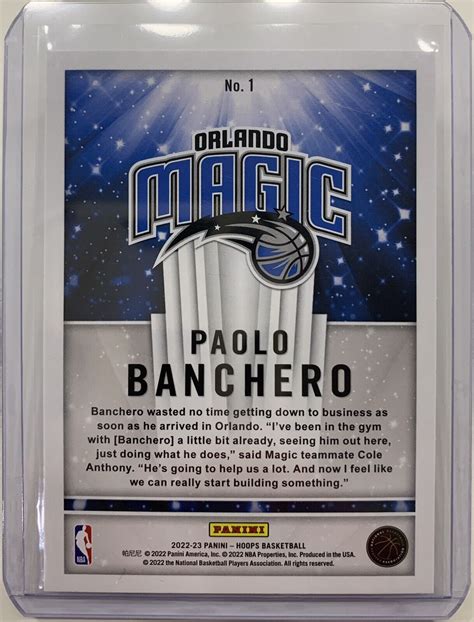 Panini Hoops Now Playing Paolo Banchero Rc Nba Insert Card