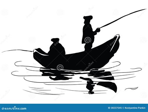 Pescadores Em Um Barco Ilustra O Do Vetor Ilustra O De C U