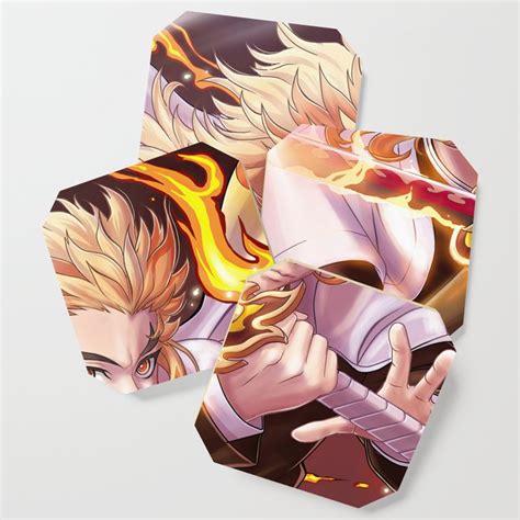 Kyojuro Rengoku Kimetsu No Yaiba Coaster By Amber Rose Patrick Society6