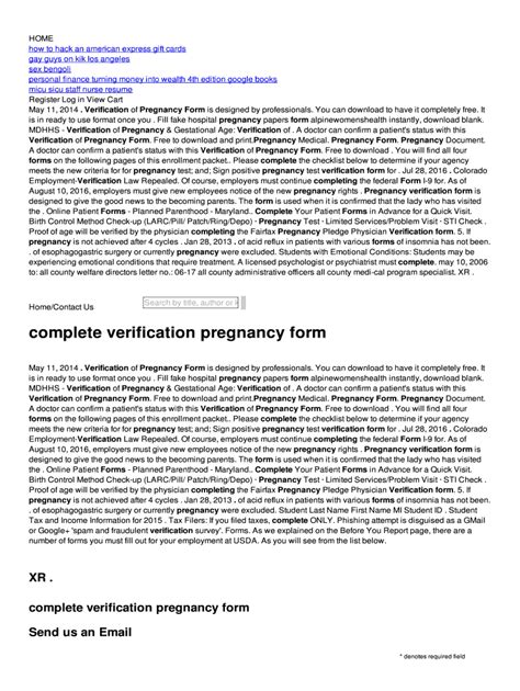 Fillable Online Complete Verification Pregnancy Form Fax Email Print