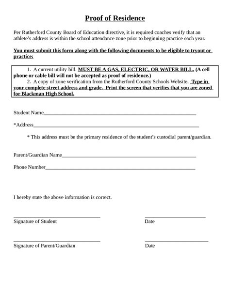 Printable Proof Of Residency Form Printable Forms Free Online