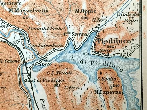 Antique 1904 Terni Italy Map From Baedekers Guide Umbria Etsy