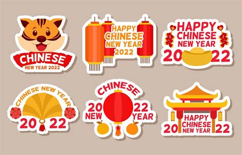 Chinese New Year Sticker Collection Vector Art At Vecteezy