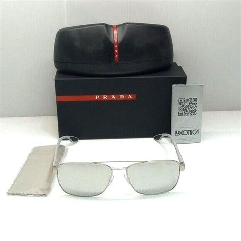 Prada Men Sunglasses 51u Square Mirror Made In Italy Prada Sunglasses Frame Silver Lens