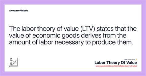 Labor Theory Of Value | AwesomeFinTech Blog