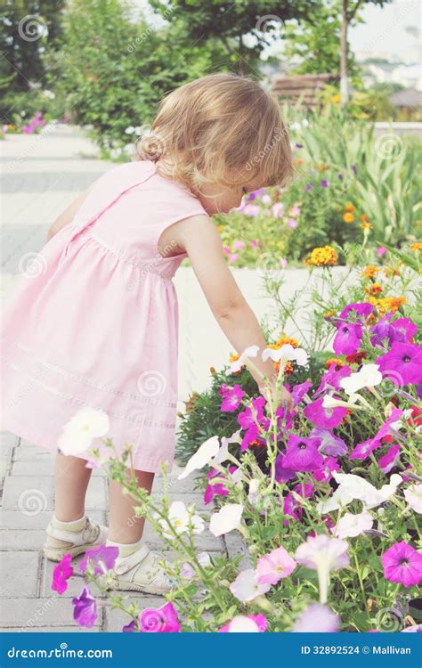 Girl Picking Flowers Stock Images Image 32892524