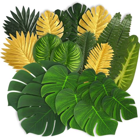 Buy Ccinee 72 Pcs 14 Kinds Artificial Palm Leaves Tropical Fake Leaves