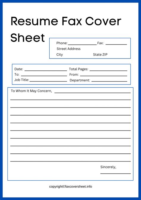 Fax Cover Sheet For Resume Templates Printable In Pdf Word