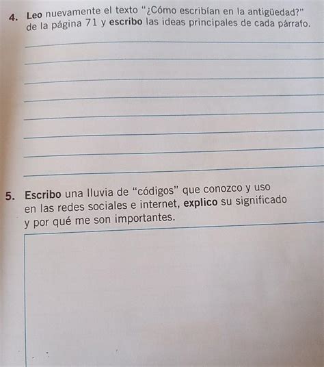 4 Leo nuevamente el texto Cómo escribían en la antigüedad de la