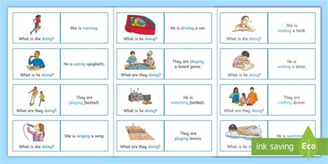 Esl Present Continuous Game Matching Cards Teacher Made