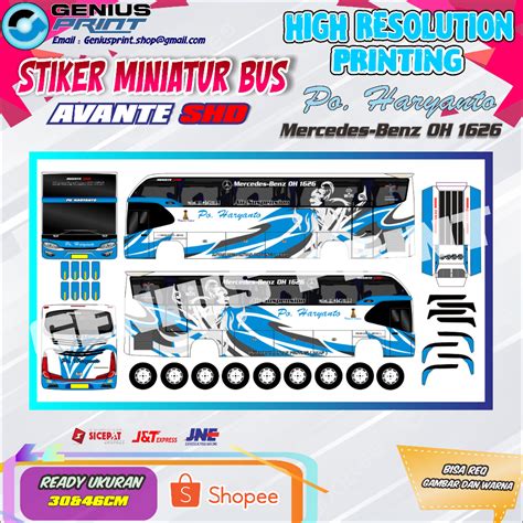 Jual Stiker A Miniatur Bus Avante Shd Livery Po Haryanto Uk Cm