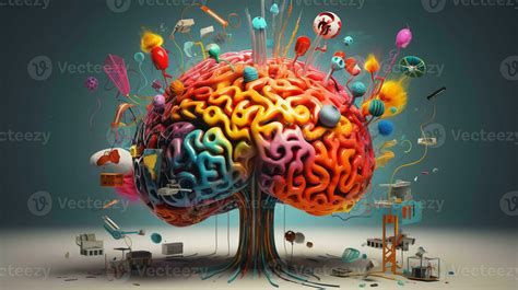 Vibrant Brain Creativity Colorful Abstract Ideas Around The Mind