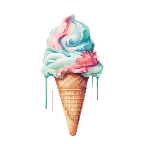 Retro Ice Cream Watercolor Ai Generative Retro Ice Cream Watercolor