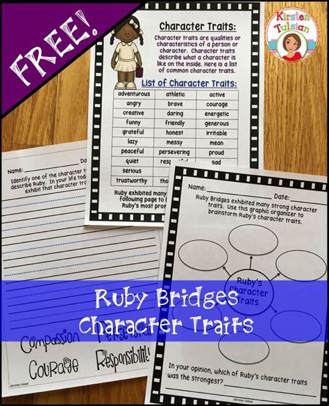 Ruby Bridges Character Traits Worksheet Printable Word Searches