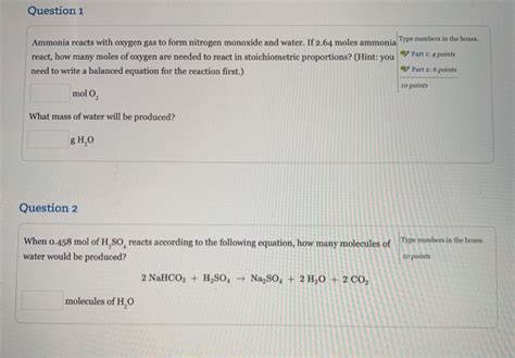 Solved Question Part Points Ammonia Reacts With Chegg