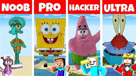 Minecraft Noob Vs Pro Vs Hacker Sicherster Spongebob Bau Challenge