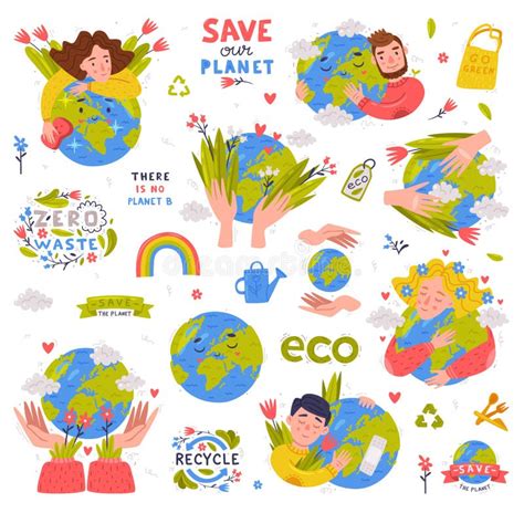 Care About Planet With Ecology Sticker And Slogan As Environment