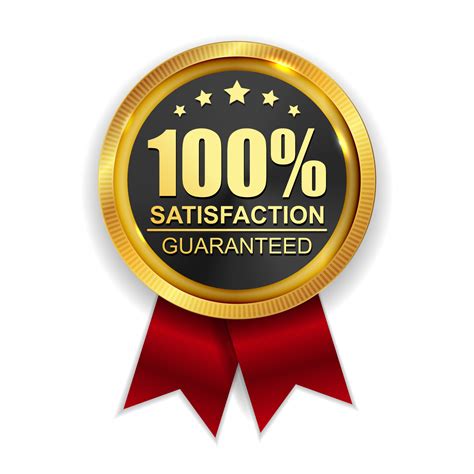 Satisfaction Guaranteed Golden Medal Label Icon Seal Sign Isolated