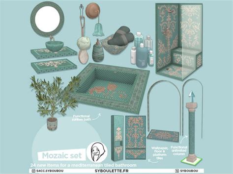 Syboubou S Patreon Release Mozaic Bathroom Set Clutter Decor