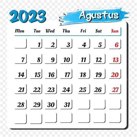 Kalender Bulan Agustus Agustus August 2023 Kalender PNG Und PSD