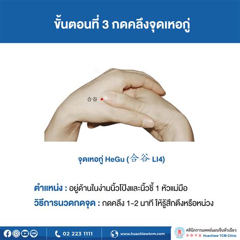 การนวดกดจุดเพื่อบรรเทาอาการคัดจมูก น้ำมูกไหลด้วยตนเอง Huachiewtcm