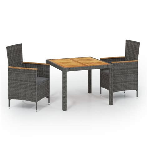 Mobilier à dîner de jardin 3 pcs Ensemble table et chaise et coussins