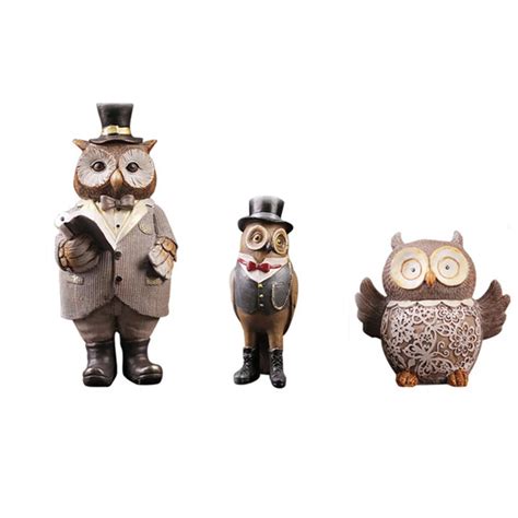 European Gentleman Owl Figurines Resin Crafts Ornaments Creative ...