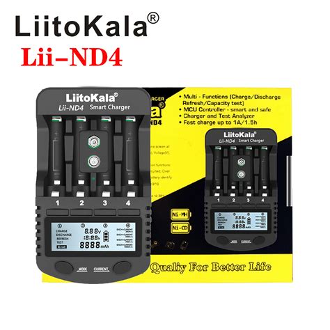 LiitoKala Carregador De Bateria Lii NL4 Lii ND4 1 2V AA AAA 9V Ni MH Ni