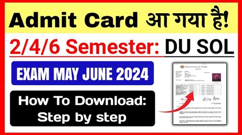 Sol Nd Th Th Semester Admit Card Release May June Sol