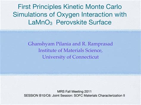 First Principles Thermodynamics and Kinetic Monte Carlo Simulations: A ...