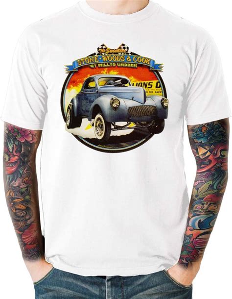 Drag Racing T Shirt 41 Willys Hot Rod Gasser Stone Woods Cook Small To 6x And Tall Drag Racing T