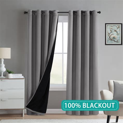 Grey Bedroom Curtains 84 Inch Long Thermal Moderate 100 Blackout Lined