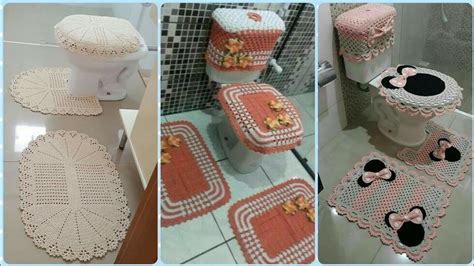 Crochet Bathroom Sets Crochet Bathroom Rug Mat Toilet Cover Ideas Knitted Patterns Youtube