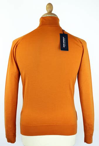 John Smedley Belvoir Retro 60s Mod Roll Neck Jumper Squash