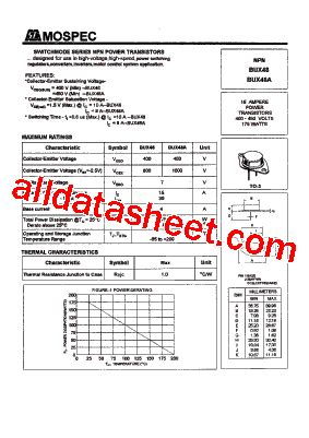 Bux A Pdf Mospec Semiconductor