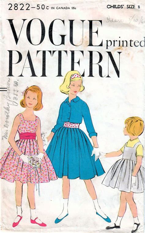 1960s Vogue 2822 Vintage Sewing Pattern Girls Sundress Jumper Cropped