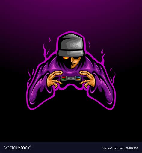 Gamer With A Stick Mascot Logo Icon Royalty Free Vector