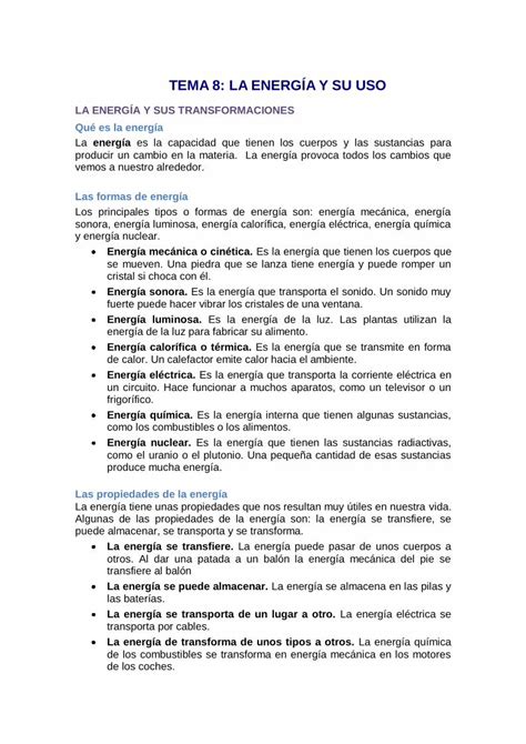 Pdf Tema 8 La EnergÍa Y Su Uso 8 La EnergÍa Y Su Uso La EnergÍa Y