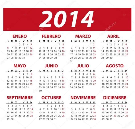 Calendario año 2014 en español — Stock Vector © kiko_jimenez #33930387