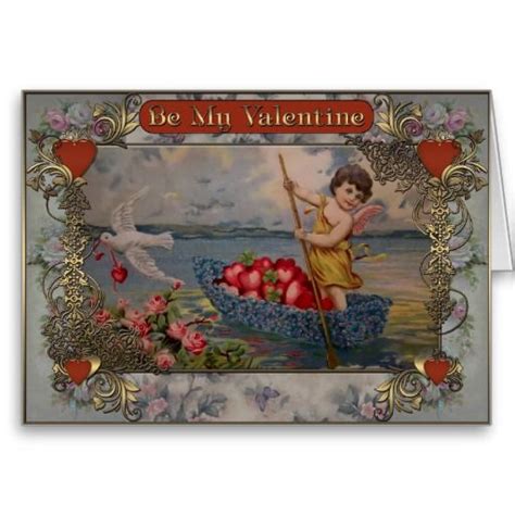 Valentine S Cupid Sails On A Boat Full Of Hearts Holiday Card