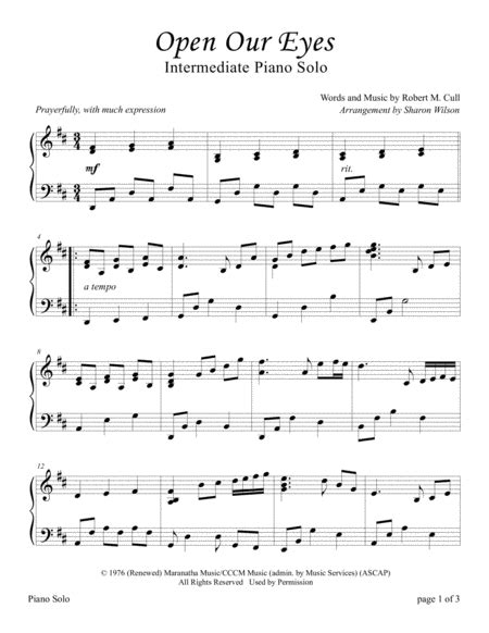 Open Our Eyes Sheet Music Robert M Cull Piano Solo