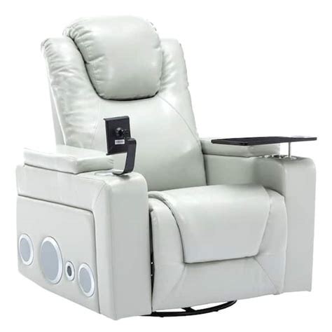 Merax Gray Home Theater 270 Degree Swivel PU Power Recliner With