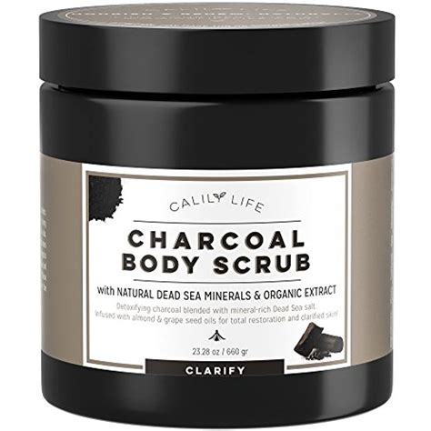 Calily Life Organic Deep Cleansing Activated Charcoal Body Scrub And F