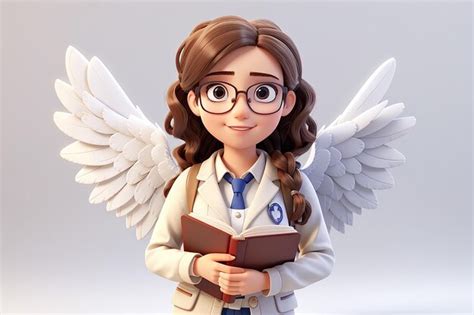 Premium Ai Image Academic Angel 3d Cute Girl In Professor Character