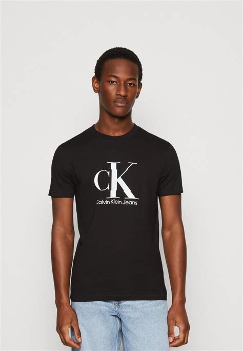 Calvin Klein Jeans Disrupted Monologo T Shirt Print Blackschwarz Zalandoat